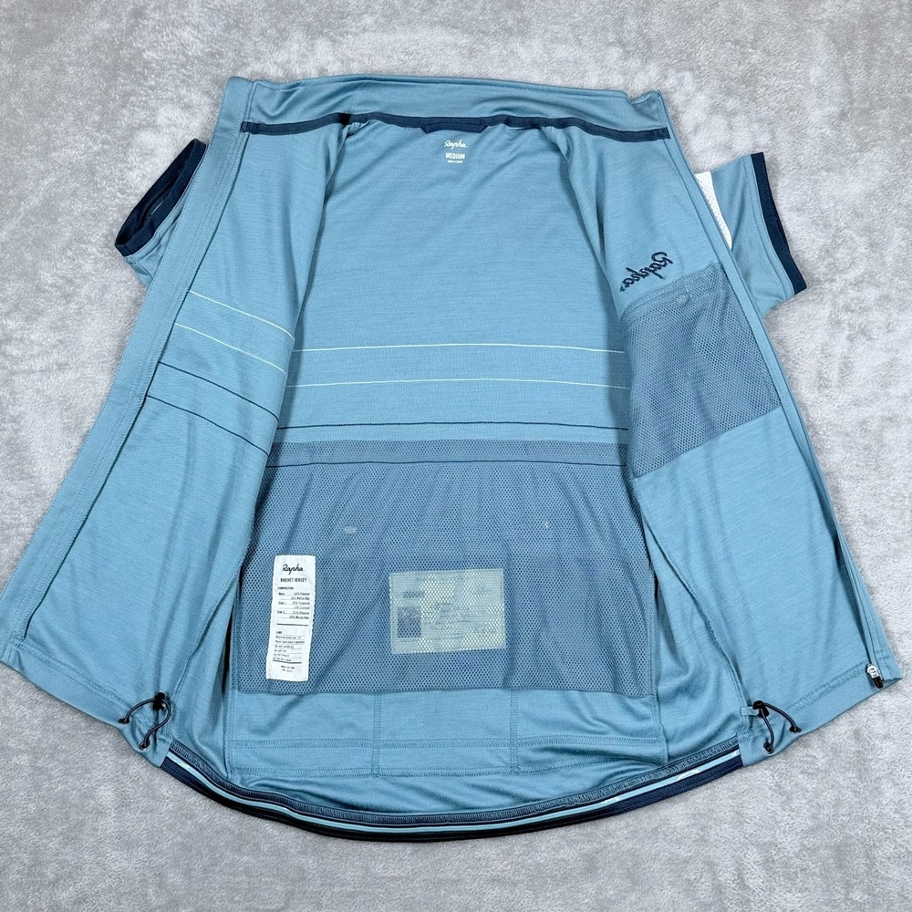 Rapha Brevet Cycling Jersey Mens Medium Blue Full Zip Short Sleeve Reflective - Picture 3 of 10